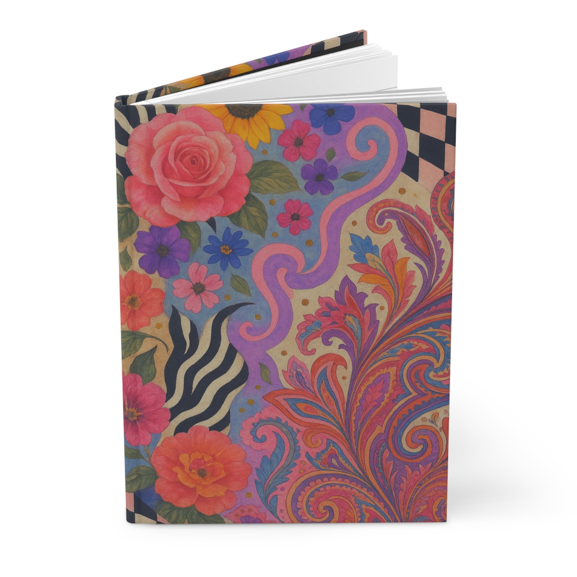 Colorful Floral Hardcover Journal - Boho Writing Notebook, Gift for Writers, Art Journaling, Flower Sketchbook, Creative Diary