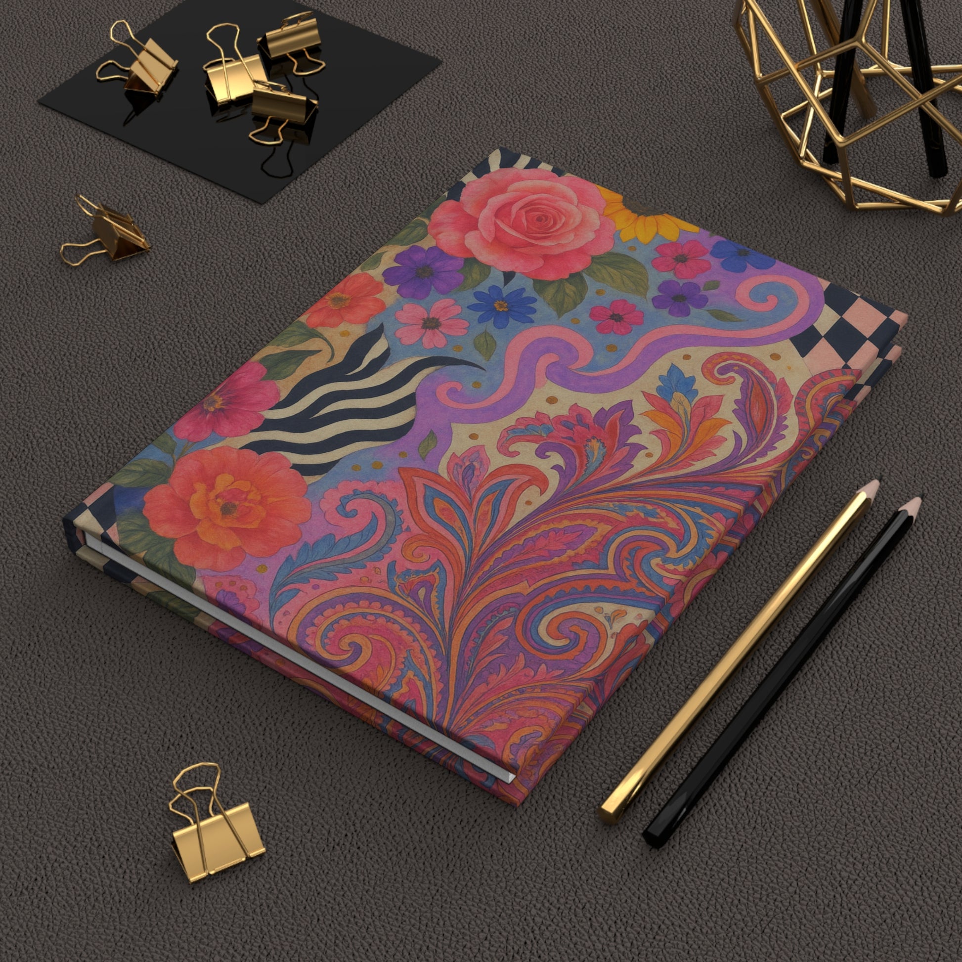 Colorful Floral Hardcover Journal - Boho Writing Notebook, Gift for Writers, Art Journaling, Flower Sketchbook, Creative Diary