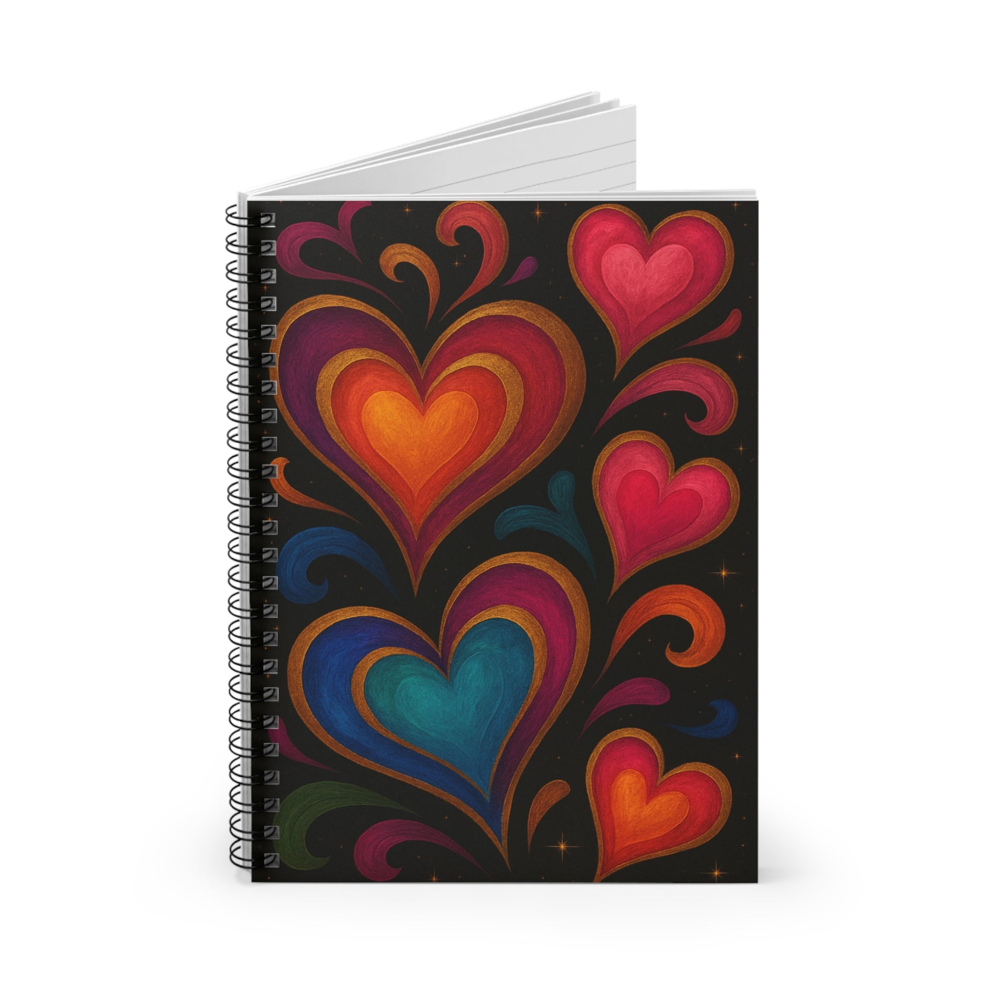 Colorful Heart Spiral Notebook - Perfect for Journal Lovers, Notes, Doodles, Gift for Valentine's Day, School, Writing