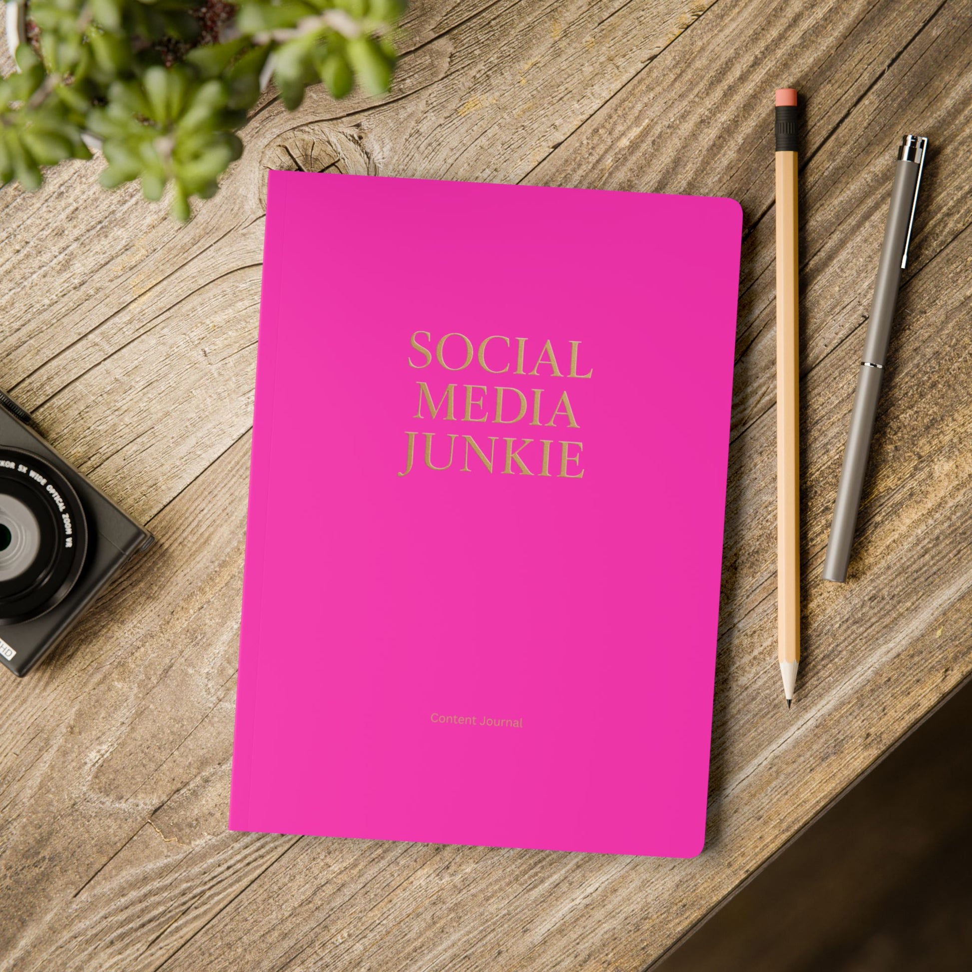 Softcover Journal Hot Pink Social Media Junkie Content Journal