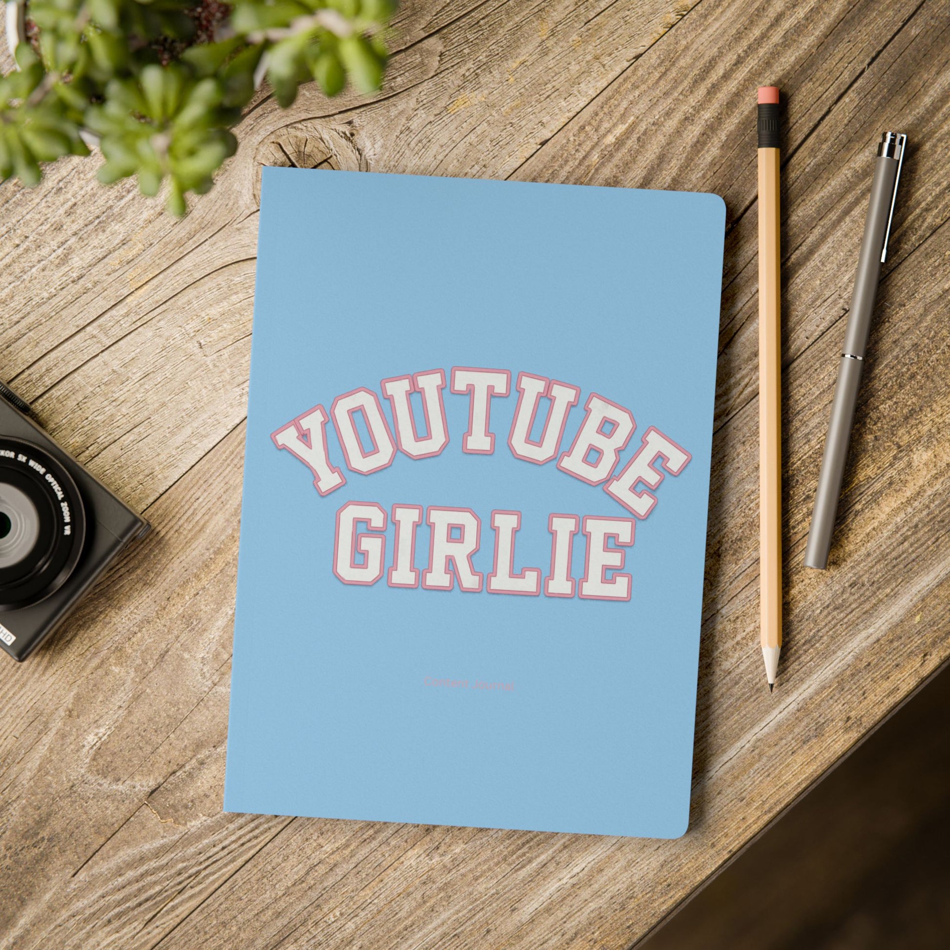 YouTube Girlie Softcover Journal, Personalized Notebook, Cute Journal for Content Creators, Gift for Students, Trendy Stationery