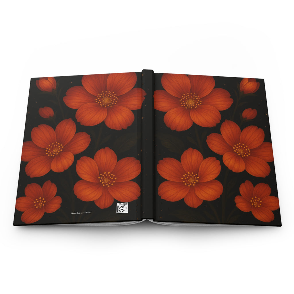 Orange Floral Hardcover Journal - Elegant Notebook for Journaling, Writing, Sketching, Gifts for Women, Orange Flower Design