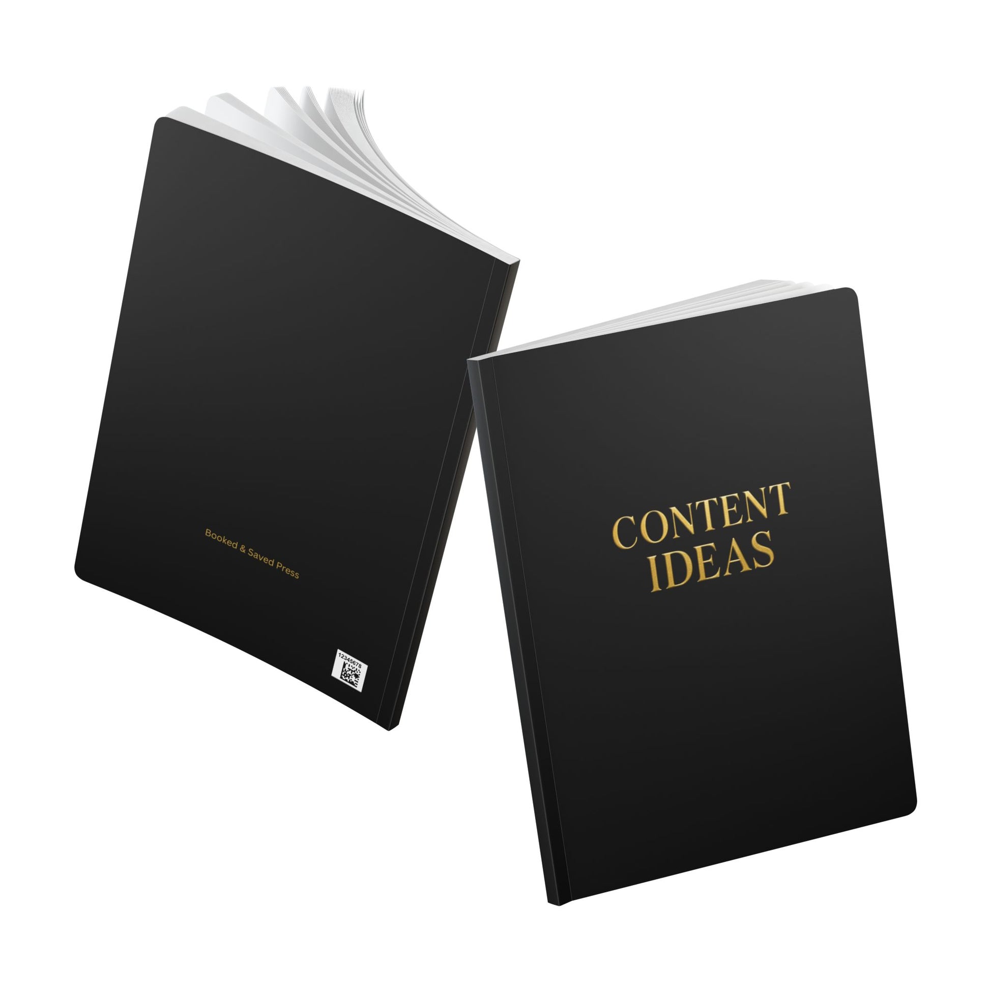 Softcover Journal solid black and gold “ Content Ideas” content journal