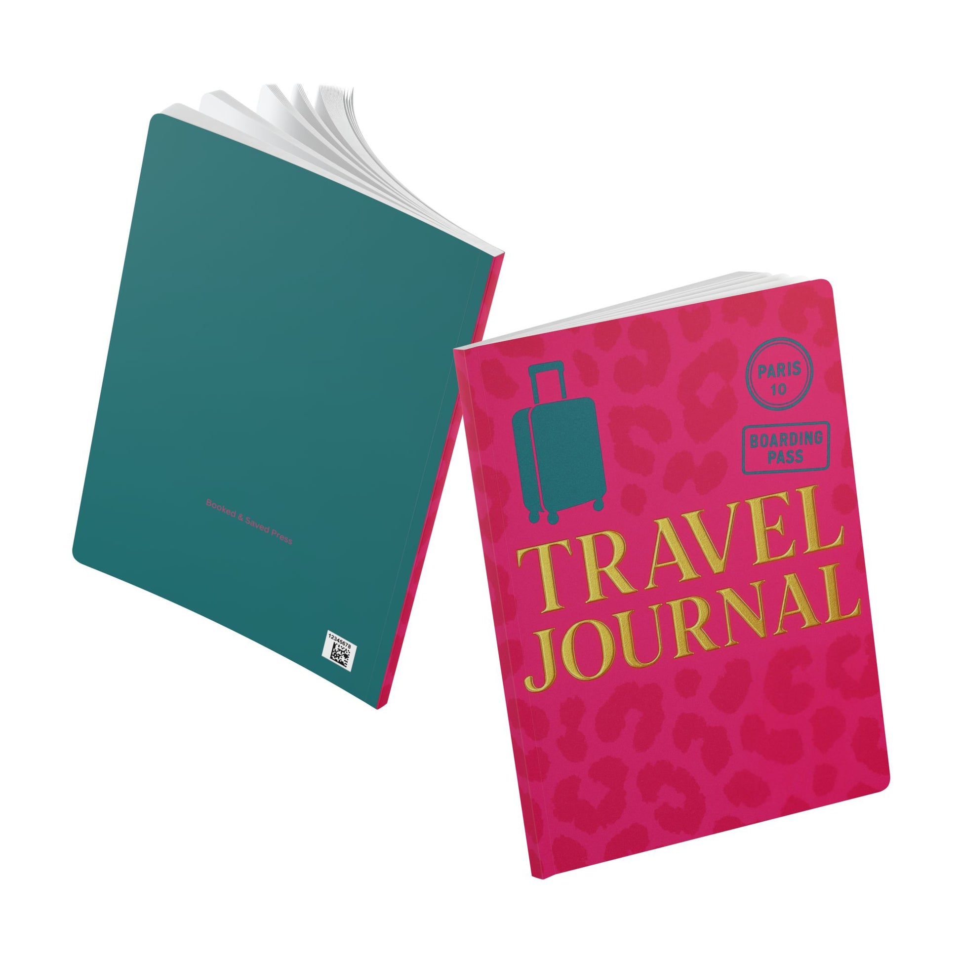 Softcover Journal pink, gold, teal travel journal