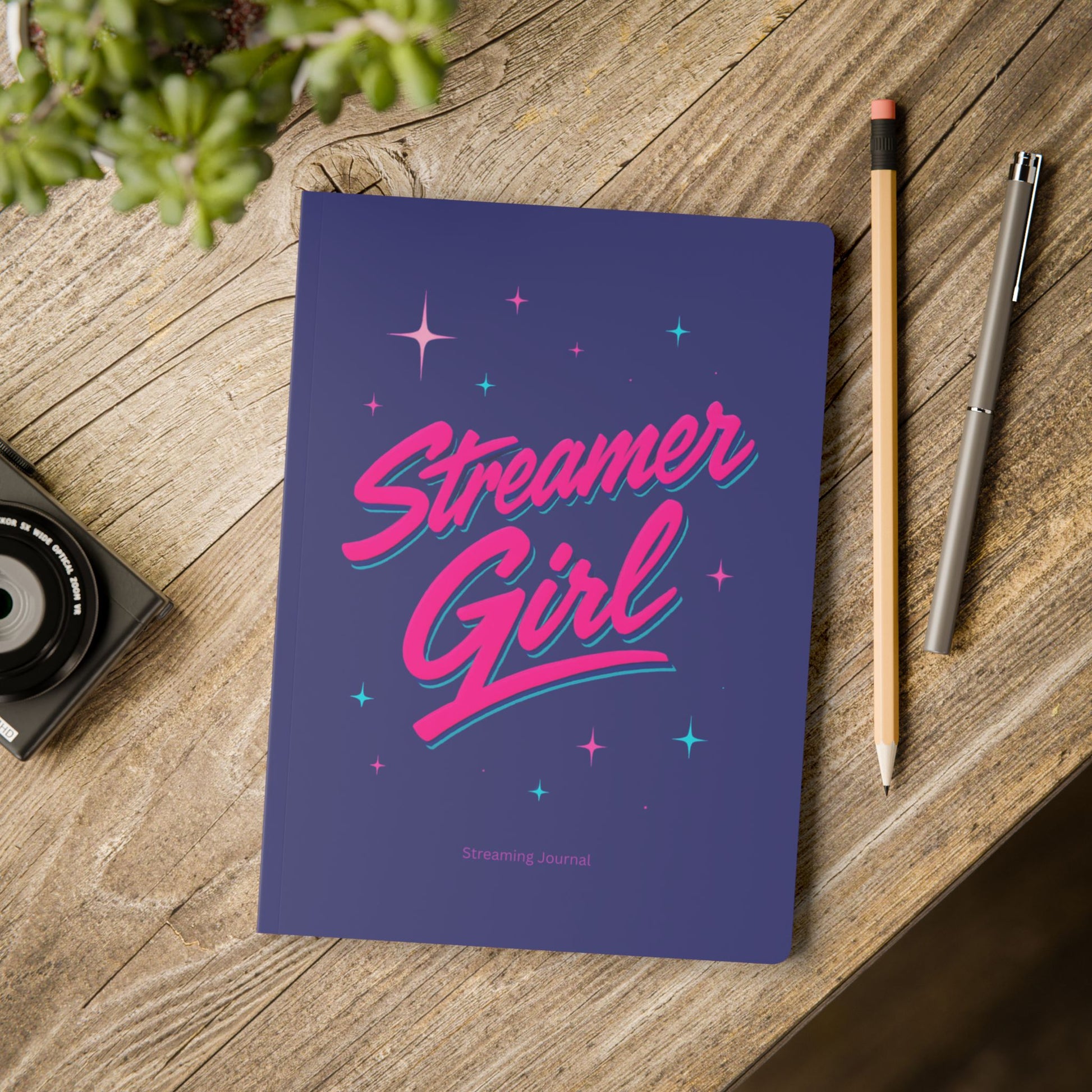 Softcover Journal Blue Streamer Girl Content Journal