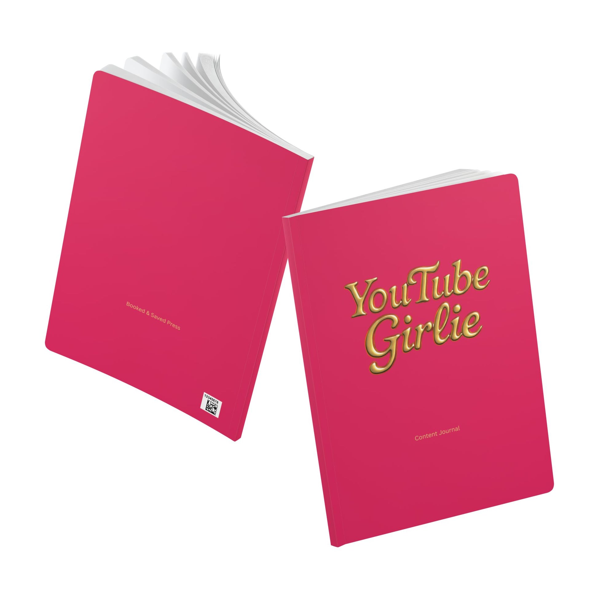 YouTube Girlie Content Journal, Softcover Notebook for Creatives, Daily Planner, Writing Journal, Pink Journal for YouTube Enthusiasts