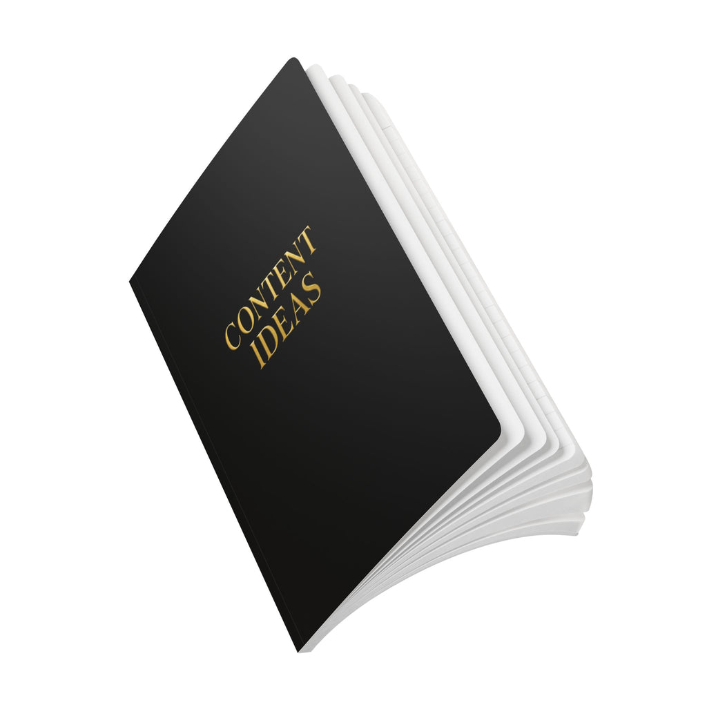 Softcover Journal solid black and gold “ Content Ideas” content journal