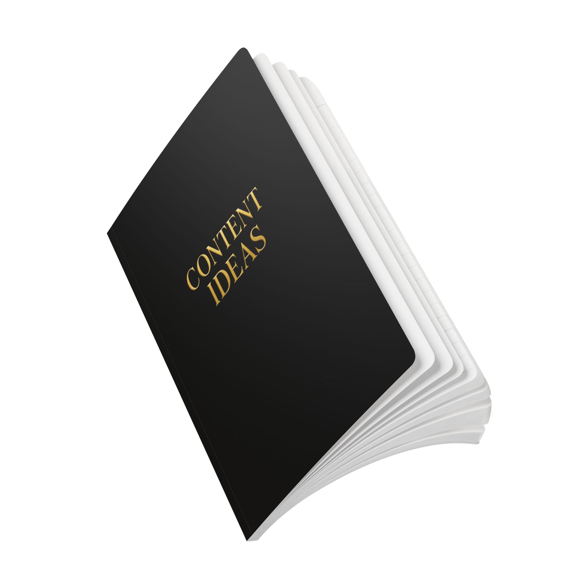 Softcover Journal solid black and gold “ Content Ideas” content journal
