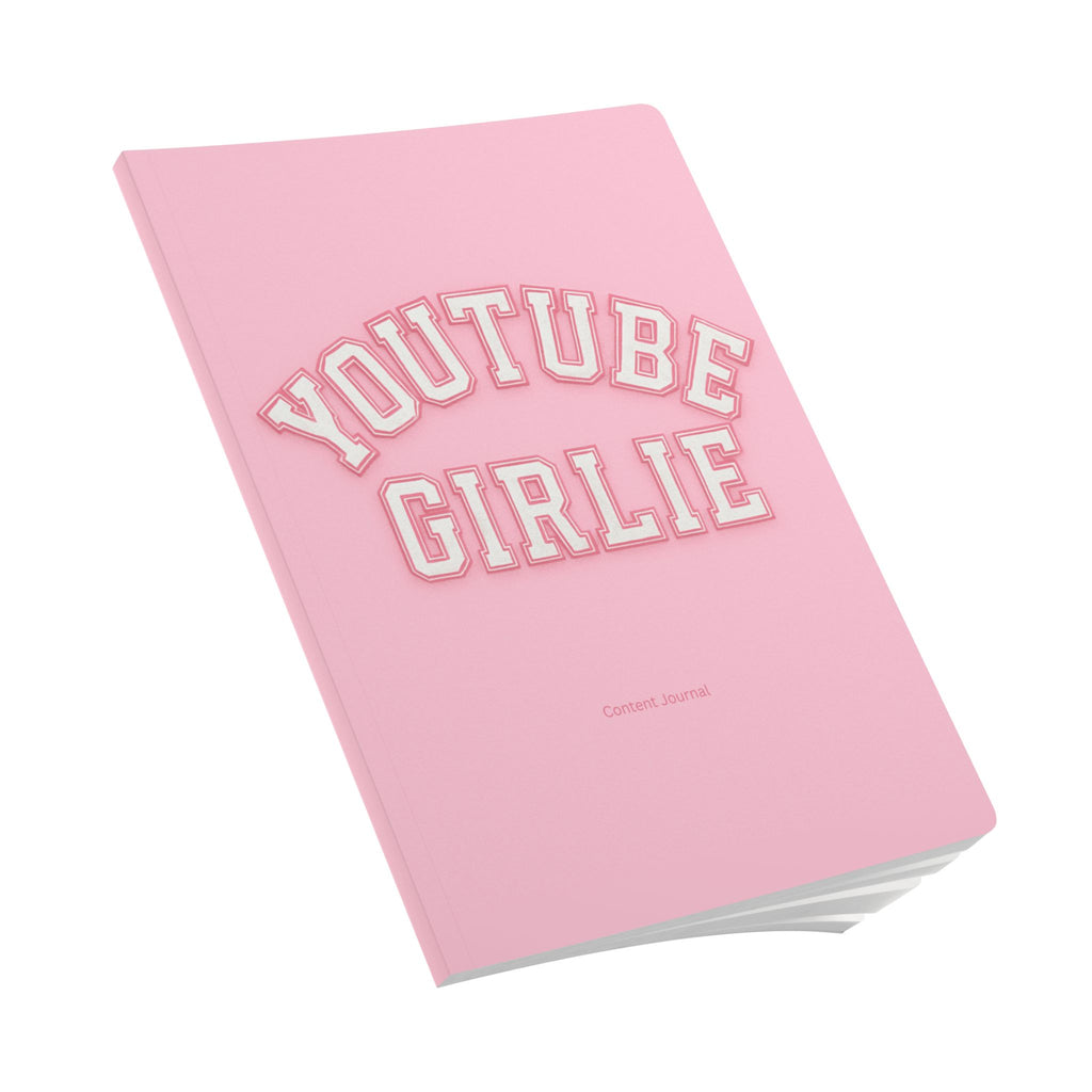 YouTube Girlie Softcover Journal, Cute Pink Notebook, Daily Planner, Gifts for Girls, Aesthetic Writing Journal
