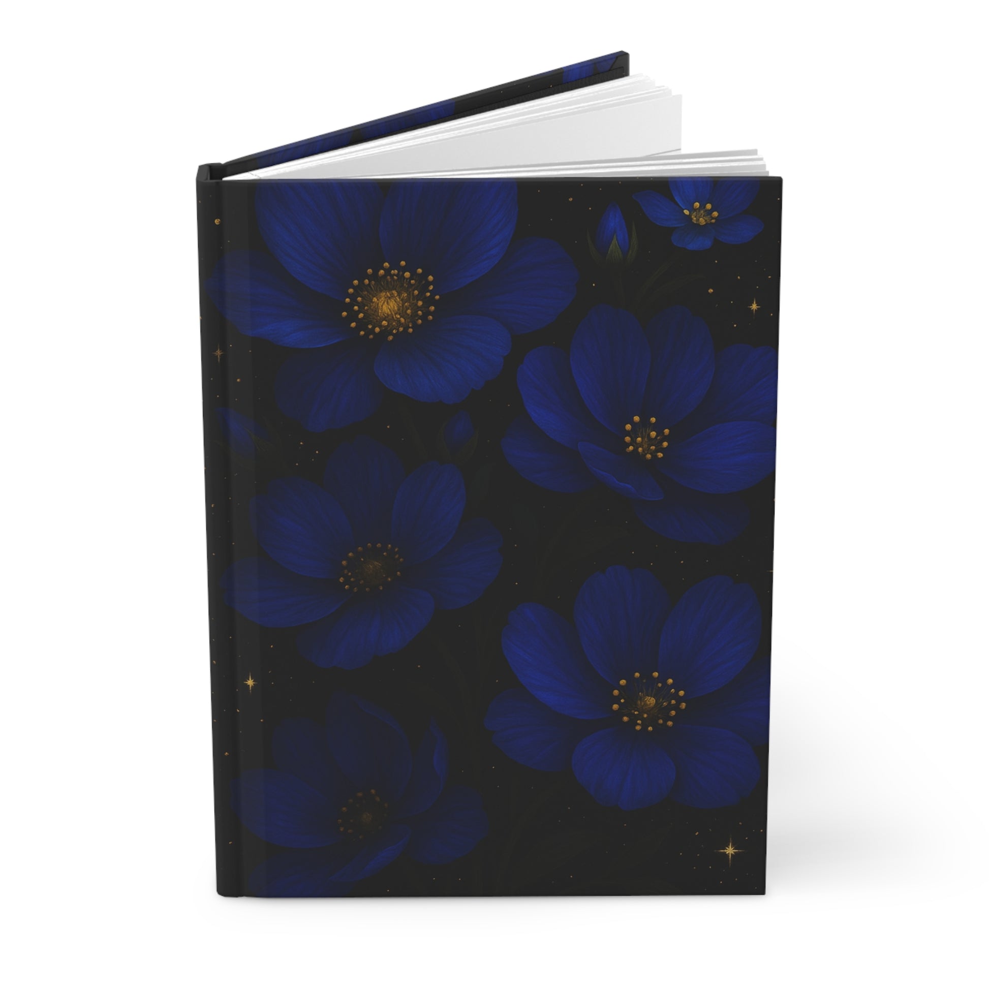 Elegant Blue Floral Hardcover Journal, Refillable Diary, Writing Notebook, Gift for Writers, Dream Journal, Artistic Stationery