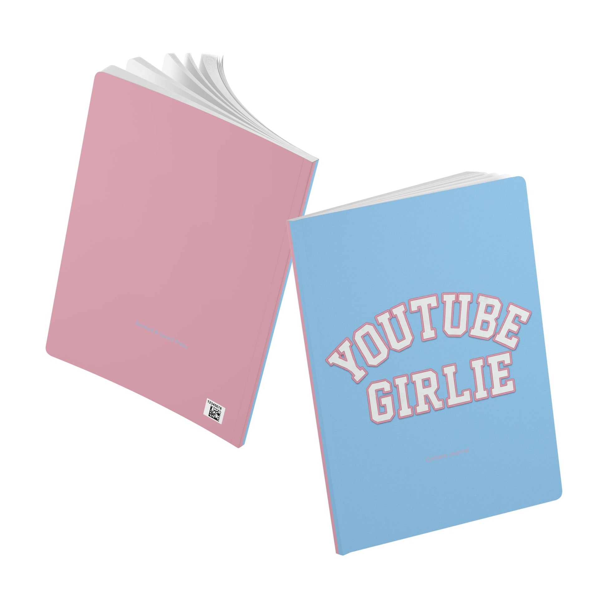 YouTube Girlie Softcover Journal, Personalized Notebook, Cute Journal for Content Creators, Gift for Students, Trendy Stationery