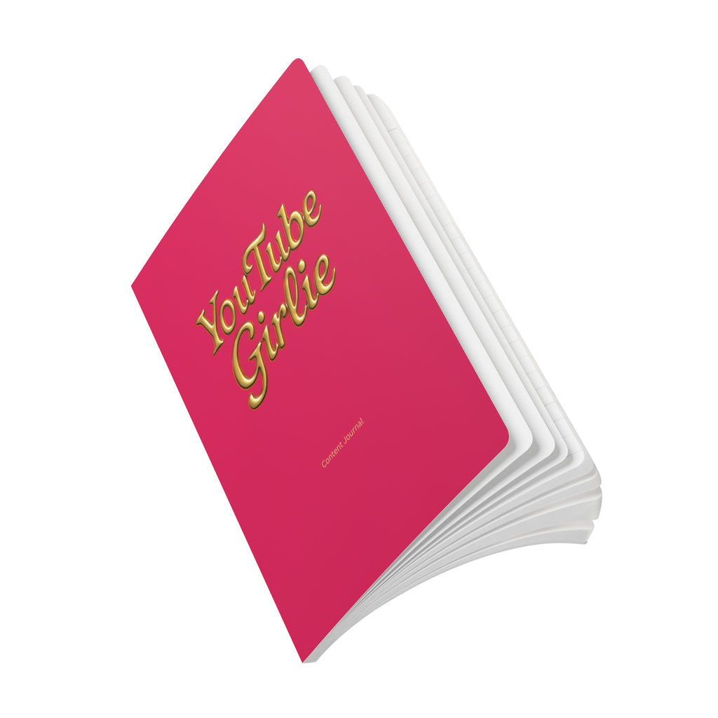 YouTube Girlie Content Journal, Softcover Notebook for Creatives, Daily Planner, Writing Journal, Pink Journal for YouTube Enthusiasts