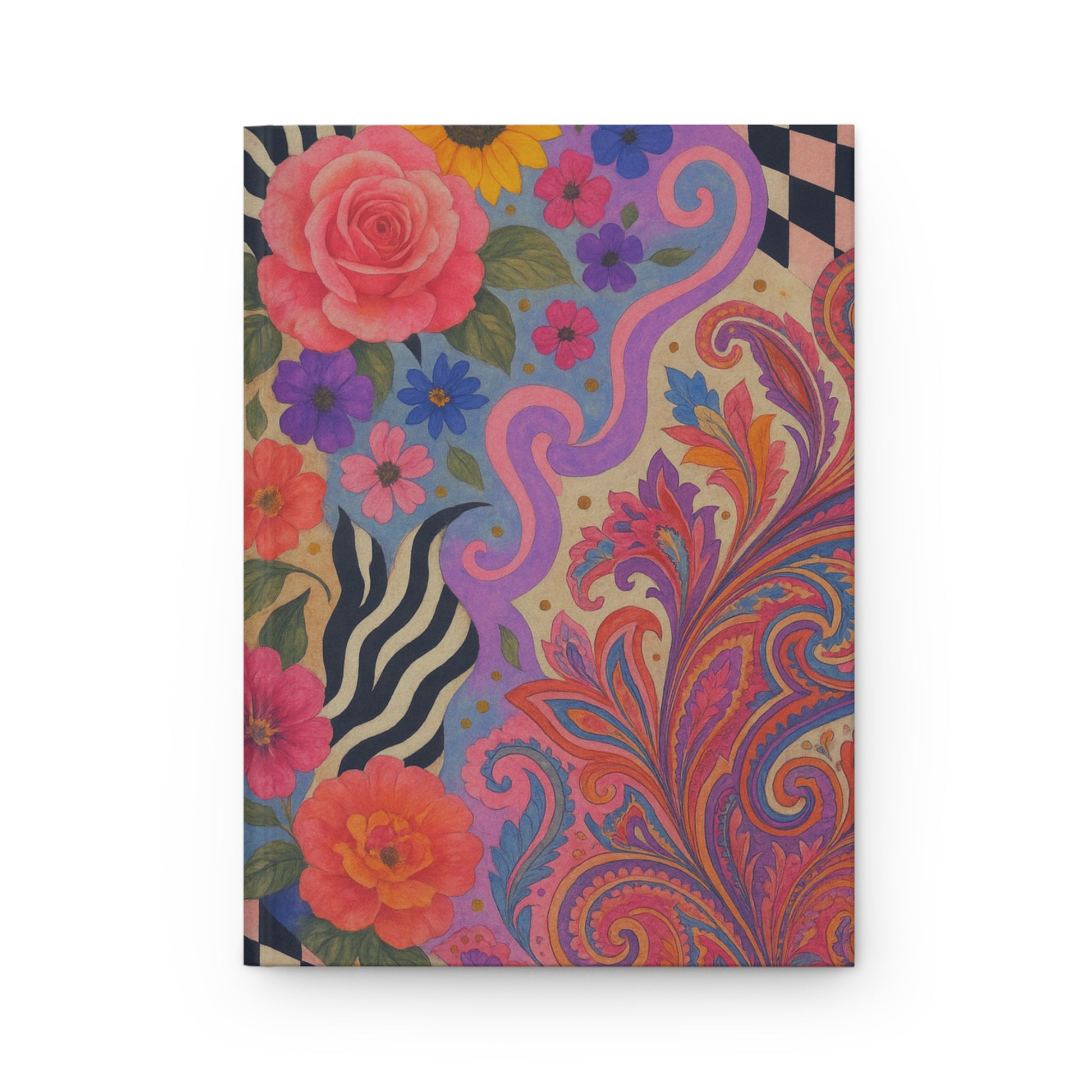 Colorful Floral Hardcover Journal - Boho Writing Notebook, Gift for Writers, Art Journaling, Flower Sketchbook, Creative Diary