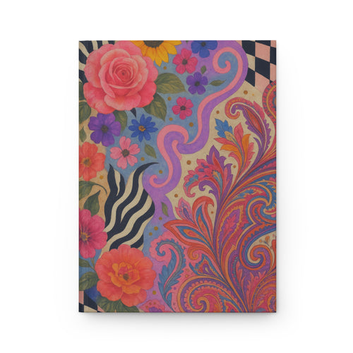 Colorful Floral Hardcover Journal - Boho Writing Notebook, Gift for Writers, Art Journaling, Flower Sketchbook, Creative Diary