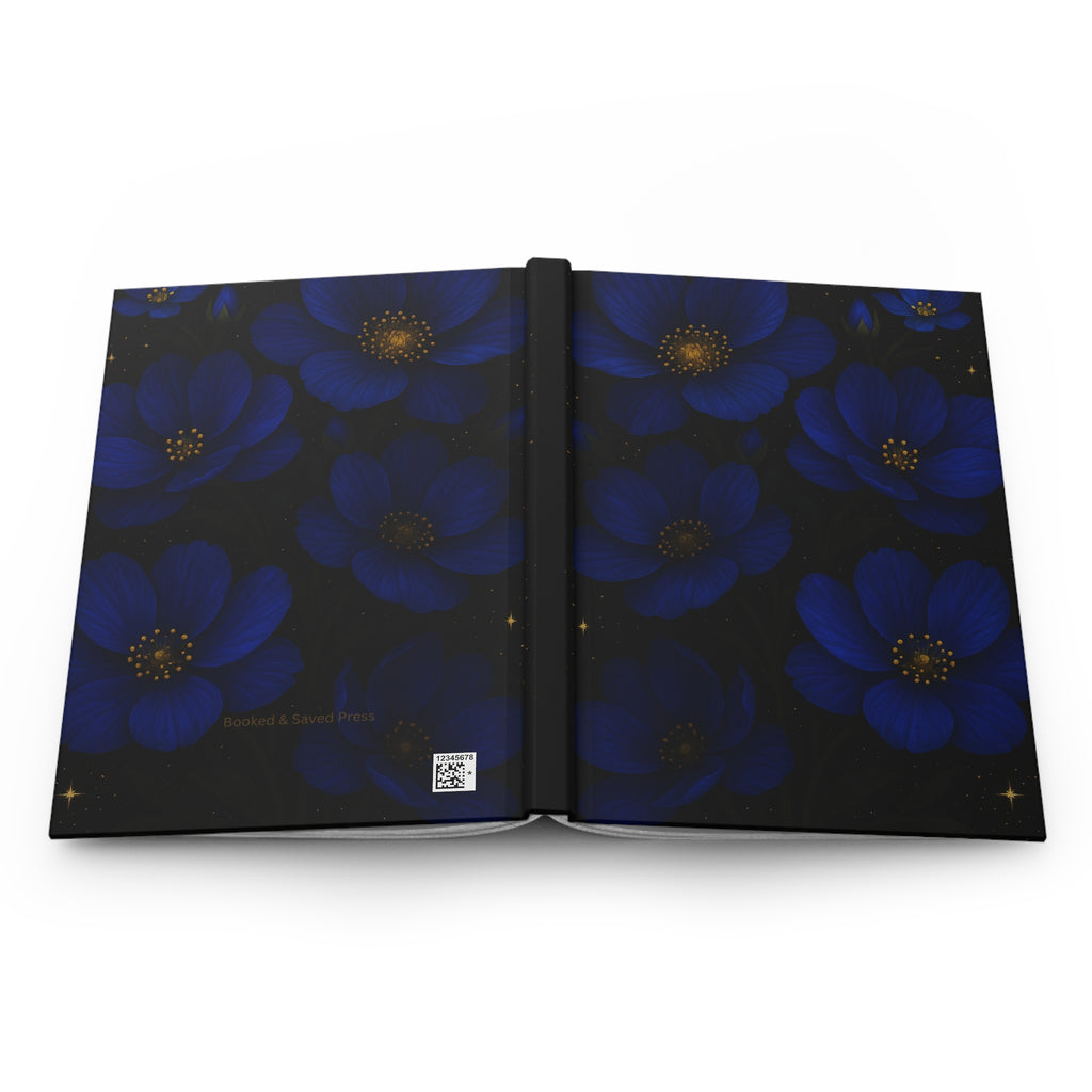 Elegant Blue Floral Hardcover Journal, Refillable Diary, Writing Notebook, Gift for Writers, Dream Journal, Artistic Stationery