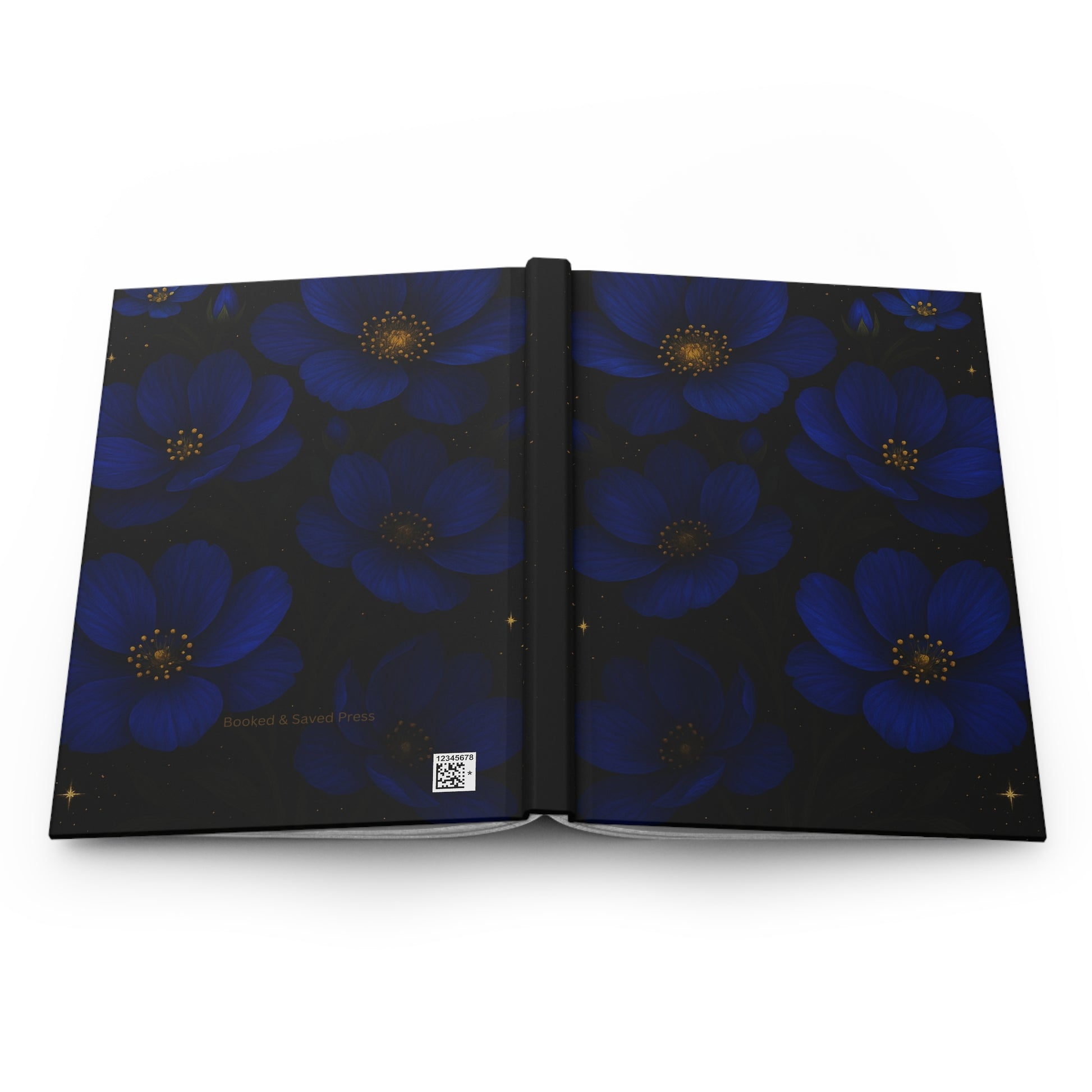 Elegant Blue Floral Hardcover Journal, Refillable Diary, Writing Notebook, Gift for Writers, Dream Journal, Artistic Stationery