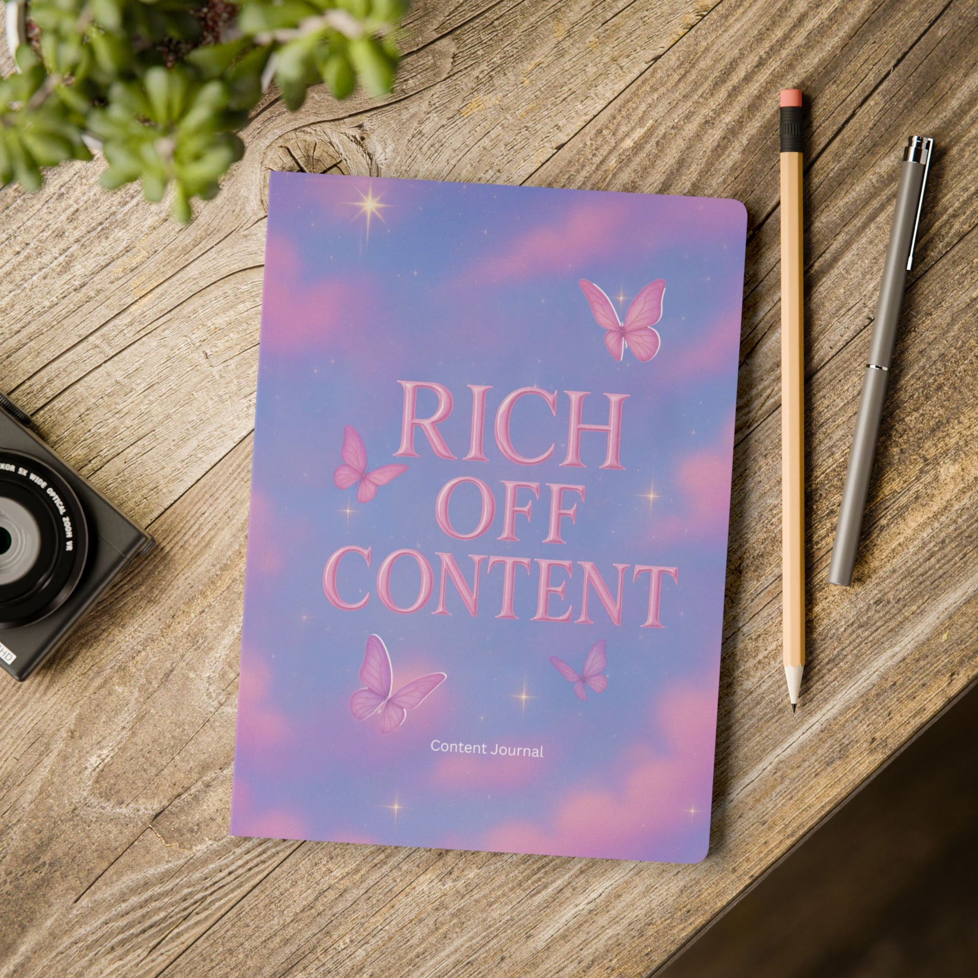 Softcover Journal Pink Clouds “Rich off Content” content journal