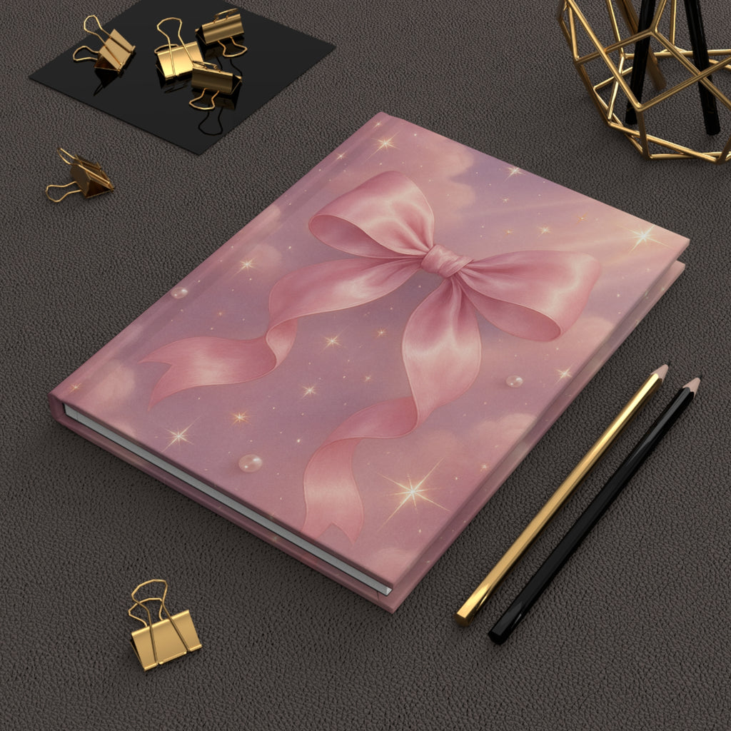 Pink Ribbon Hardcover Journal, Cute Notebook for Girls, Gift for Writers, Dreamy Stationery, Perfect for Journaling & School