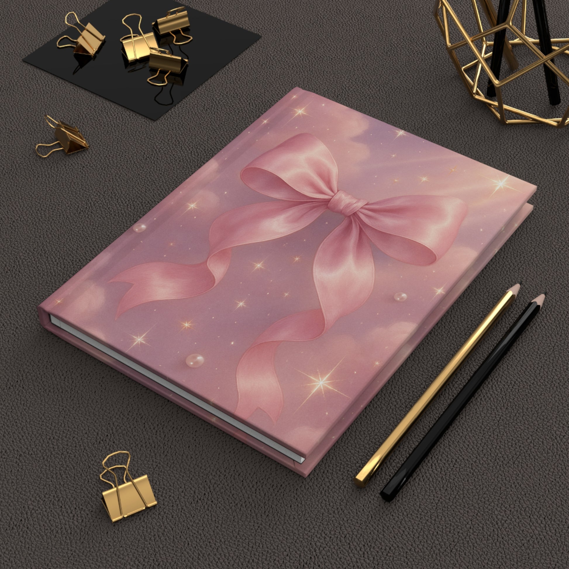 Pink Ribbon Hardcover Journal, Cute Notebook for Girls, Gift for Writers, Dreamy Stationery, Perfect for Journaling & School