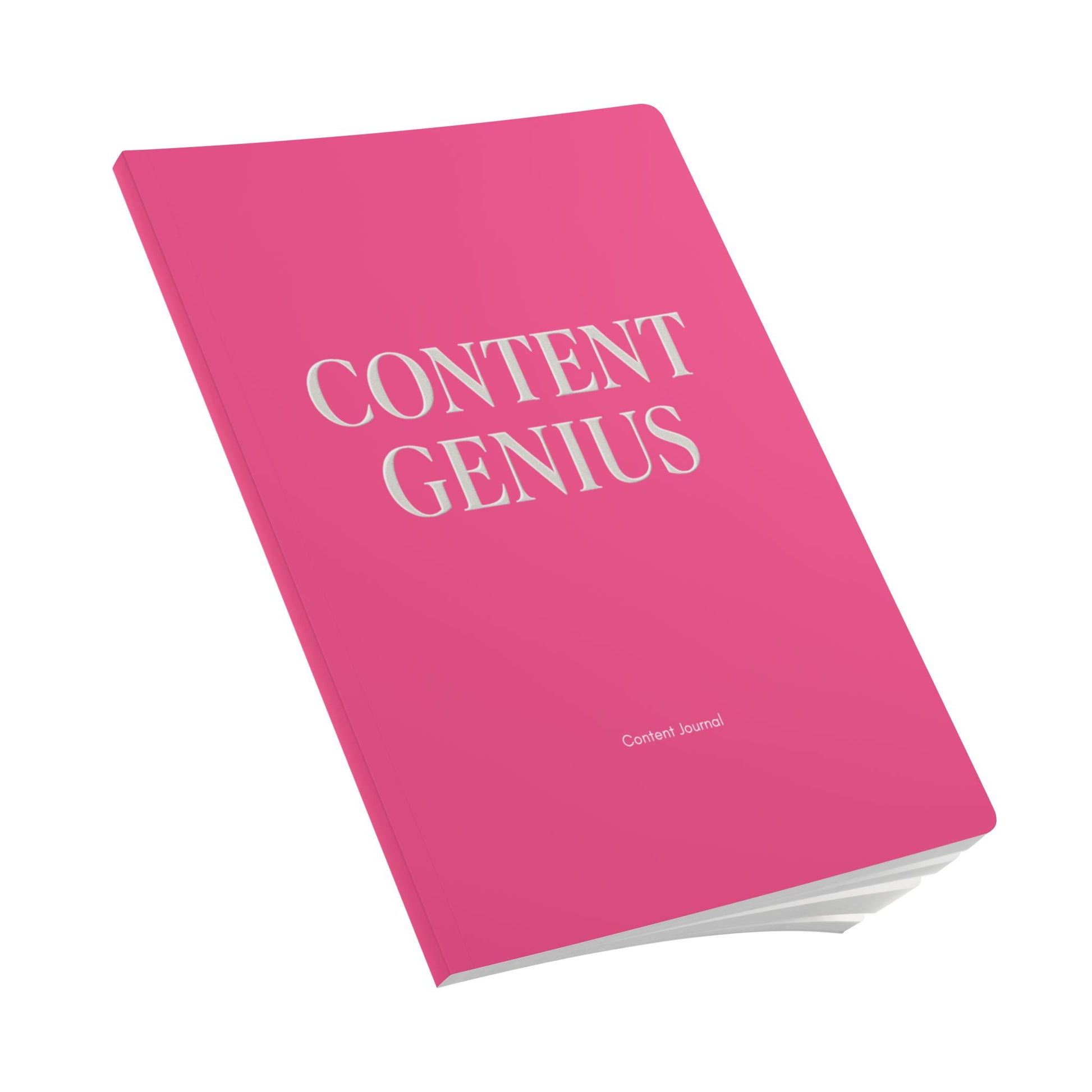 Softcover Journal Hot pink and white “ Content Genius “ content journal