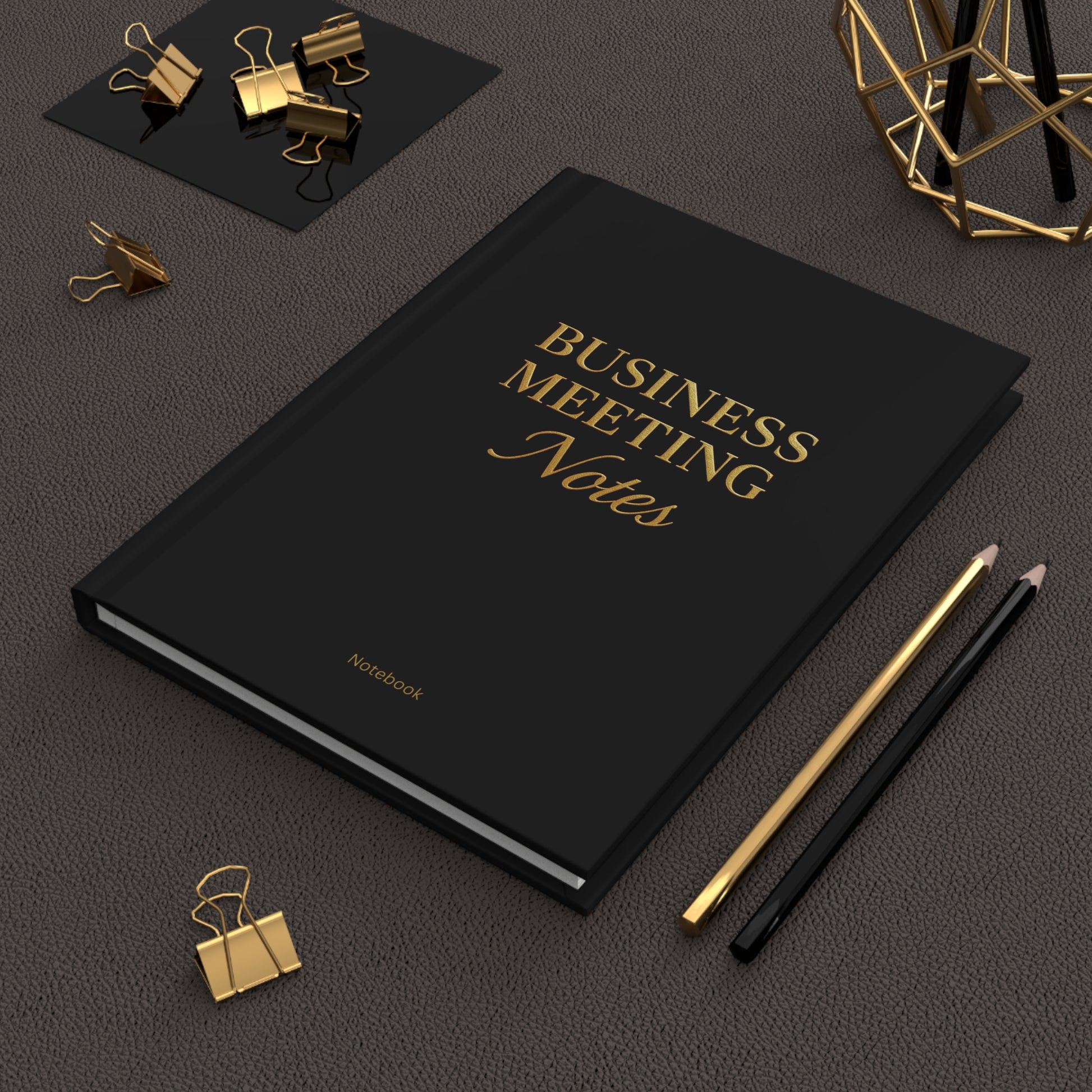 Hardcover Journal Matte Business Meeting Notebook Black