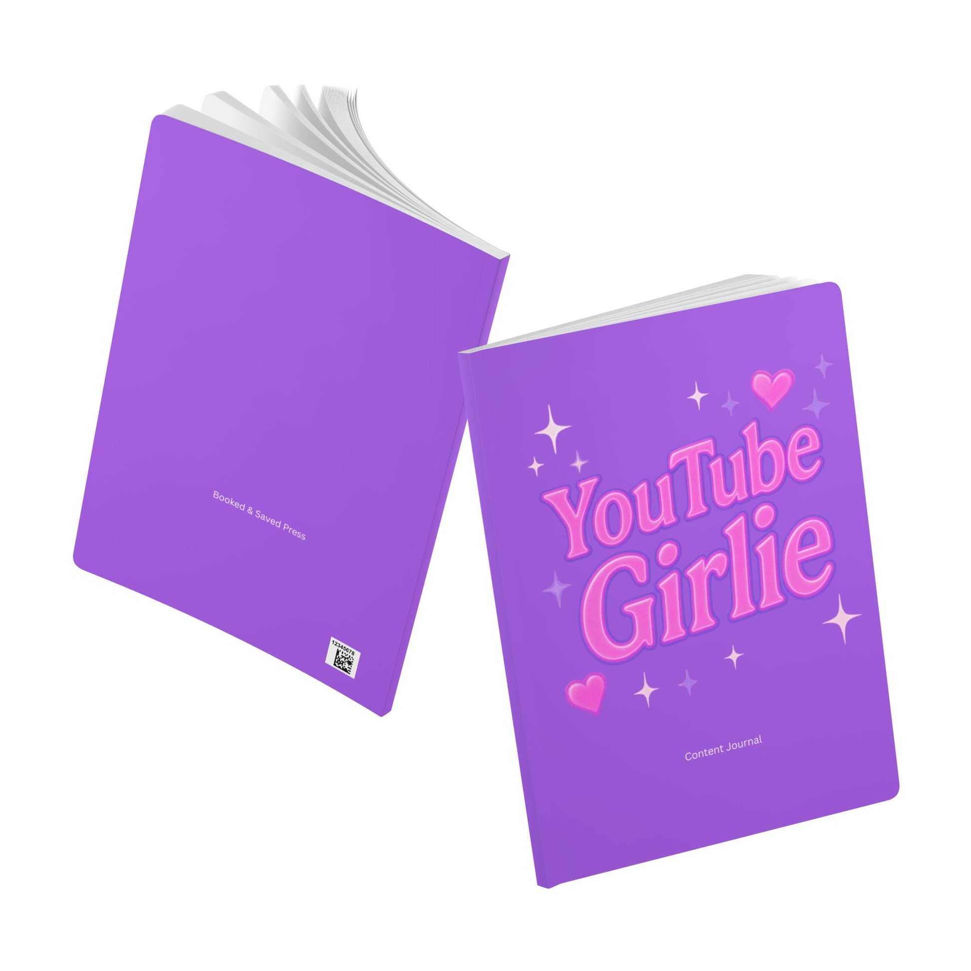 YouTube Girlie Softcover Journal - Perfect for Content Creators, Dream Journal, Gift for YouTubers, Stylish Note-taking, Purple Journal