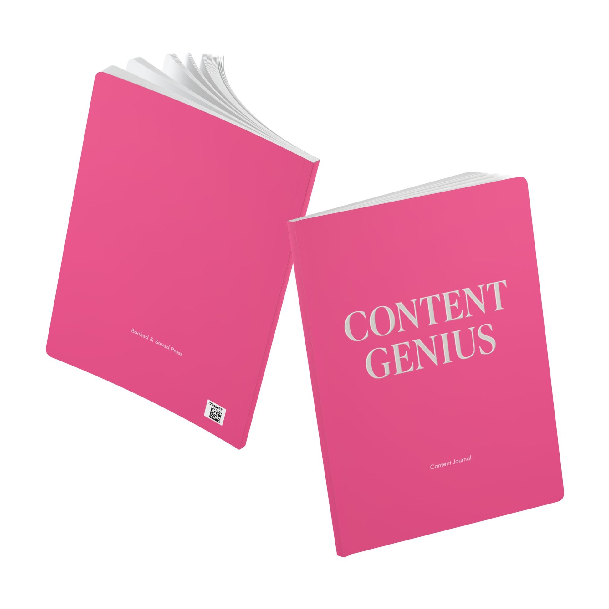 Softcover Journal Hot pink and white “ Content Genius “ content journal