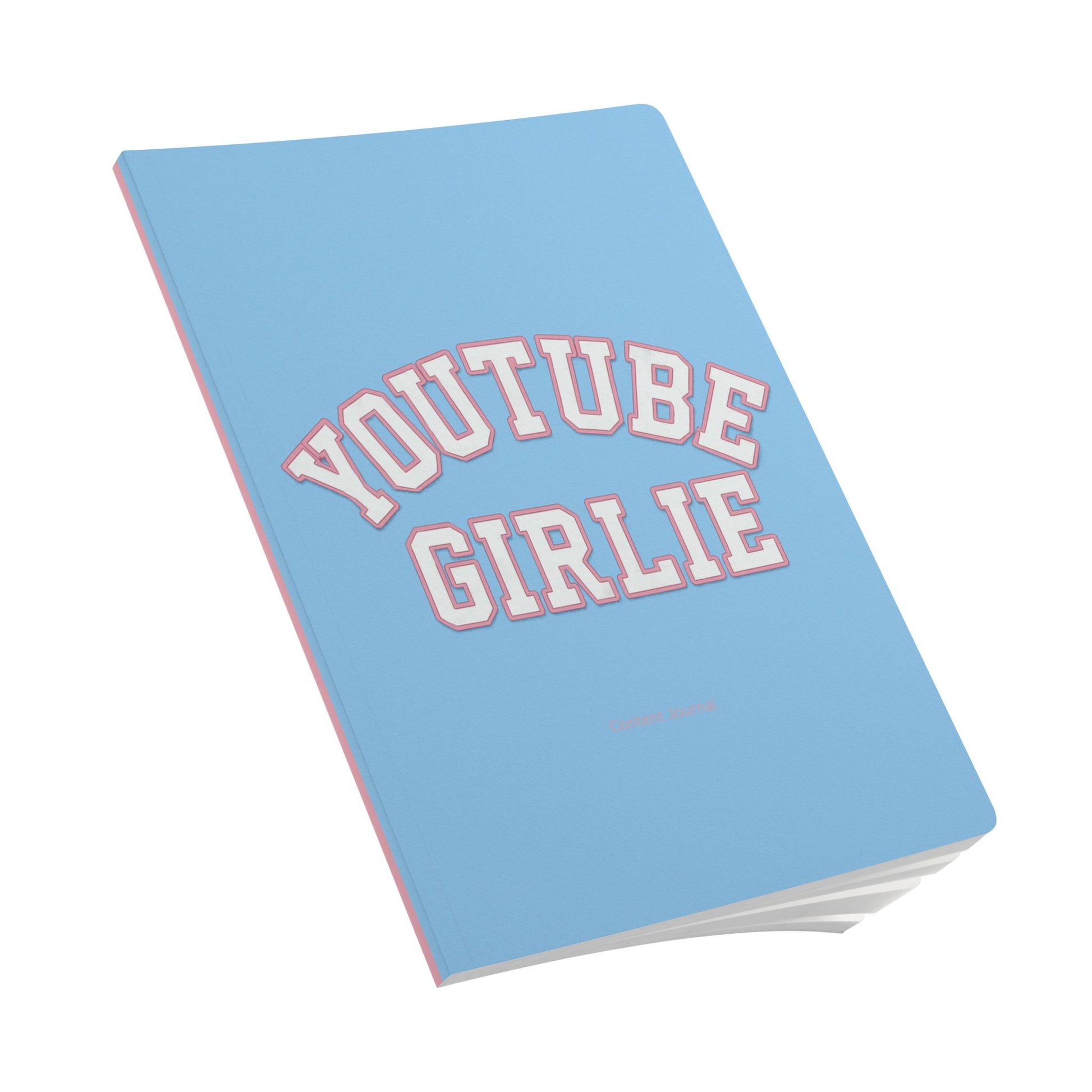 YouTube Girlie Softcover Journal, Personalized Notebook, Cute Journal for Content Creators, Gift for Students, Trendy Stationery