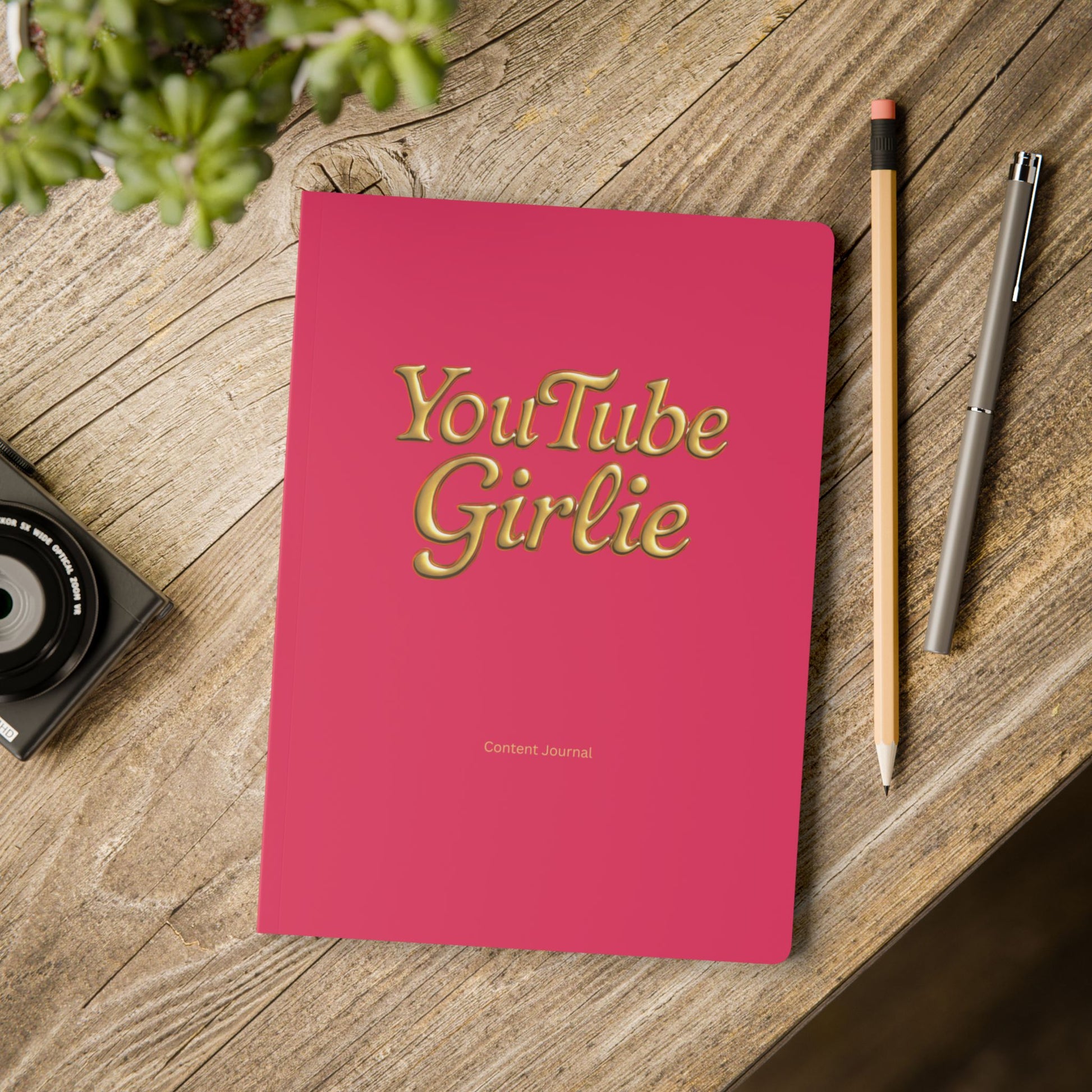 YouTube Girlie Content Journal, Softcover Notebook for Creatives, Daily Planner, Writing Journal, Pink Journal for YouTube Enthusiasts