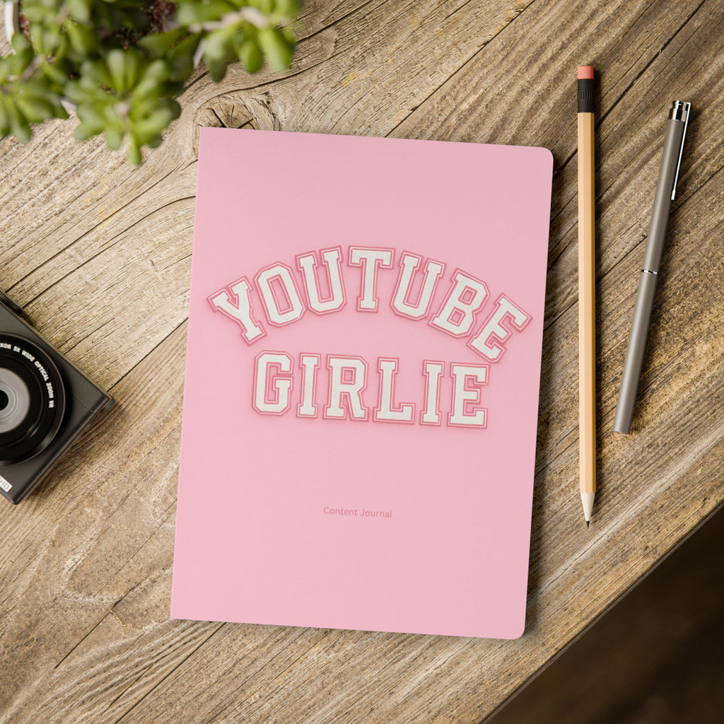 YouTube Girlie Softcover Journal, Cute Pink Notebook, Daily Planner, Gifts for Girls, Aesthetic Writing Journal