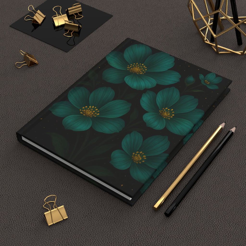 Teal Floral Hardcover Journal - Elegant Writing Notebook, Gift for Her, Daily Planner, Travel Diary, Inspirational Journal