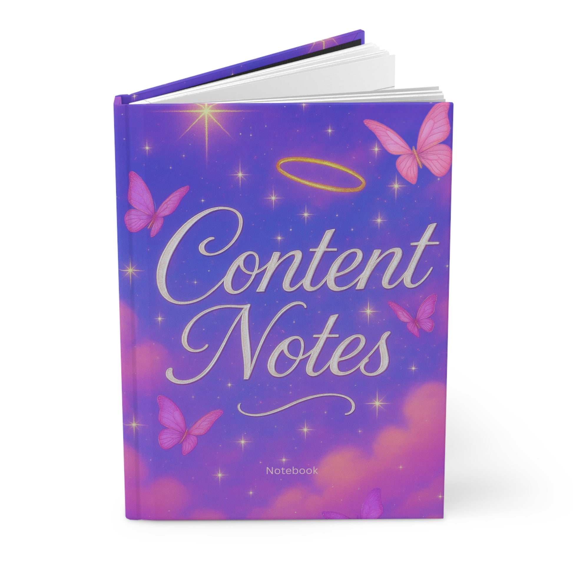 Hardcover Notebook Dark Purple Angel “ Content Notes”