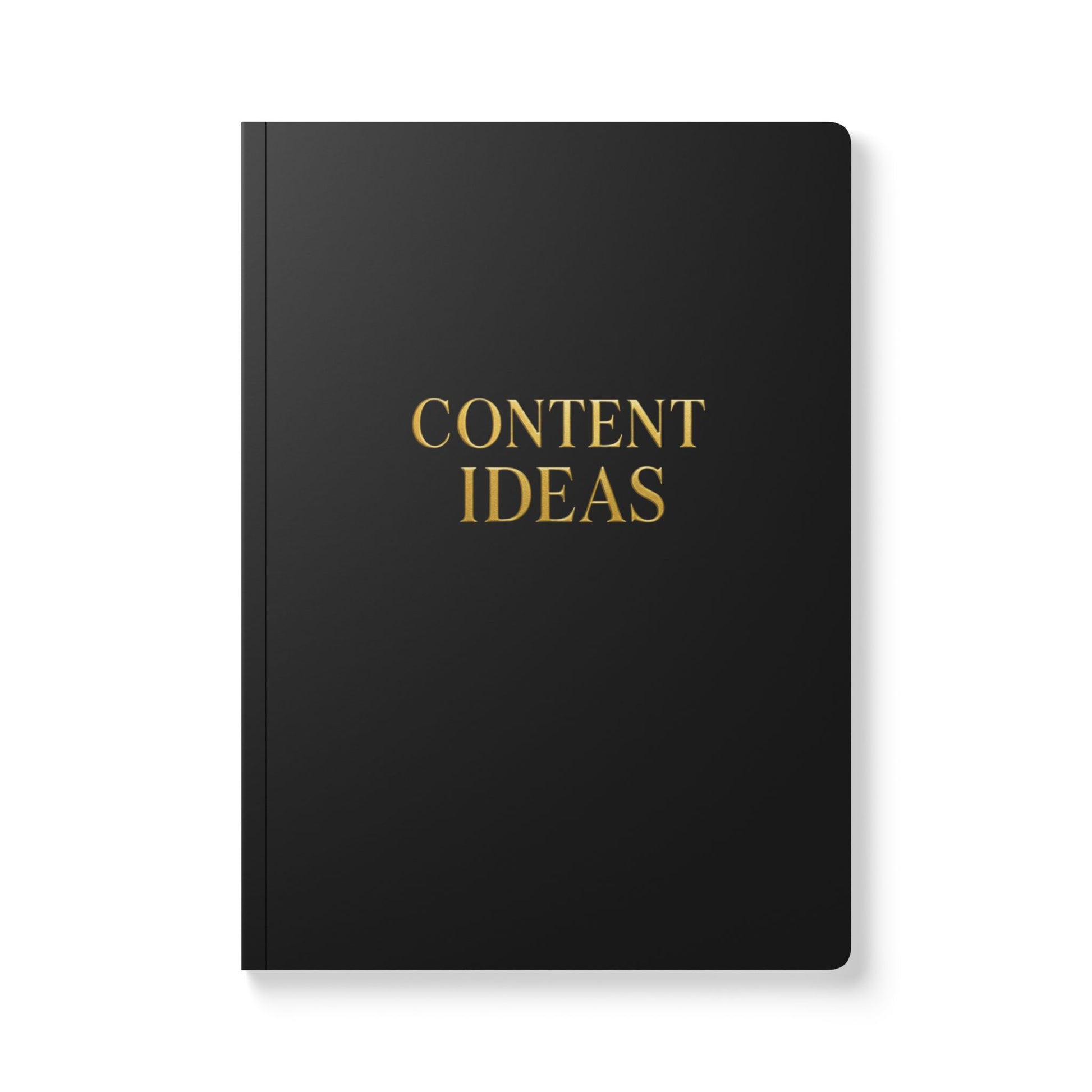 Softcover Journal solid black and gold “ Content Ideas” content journal
