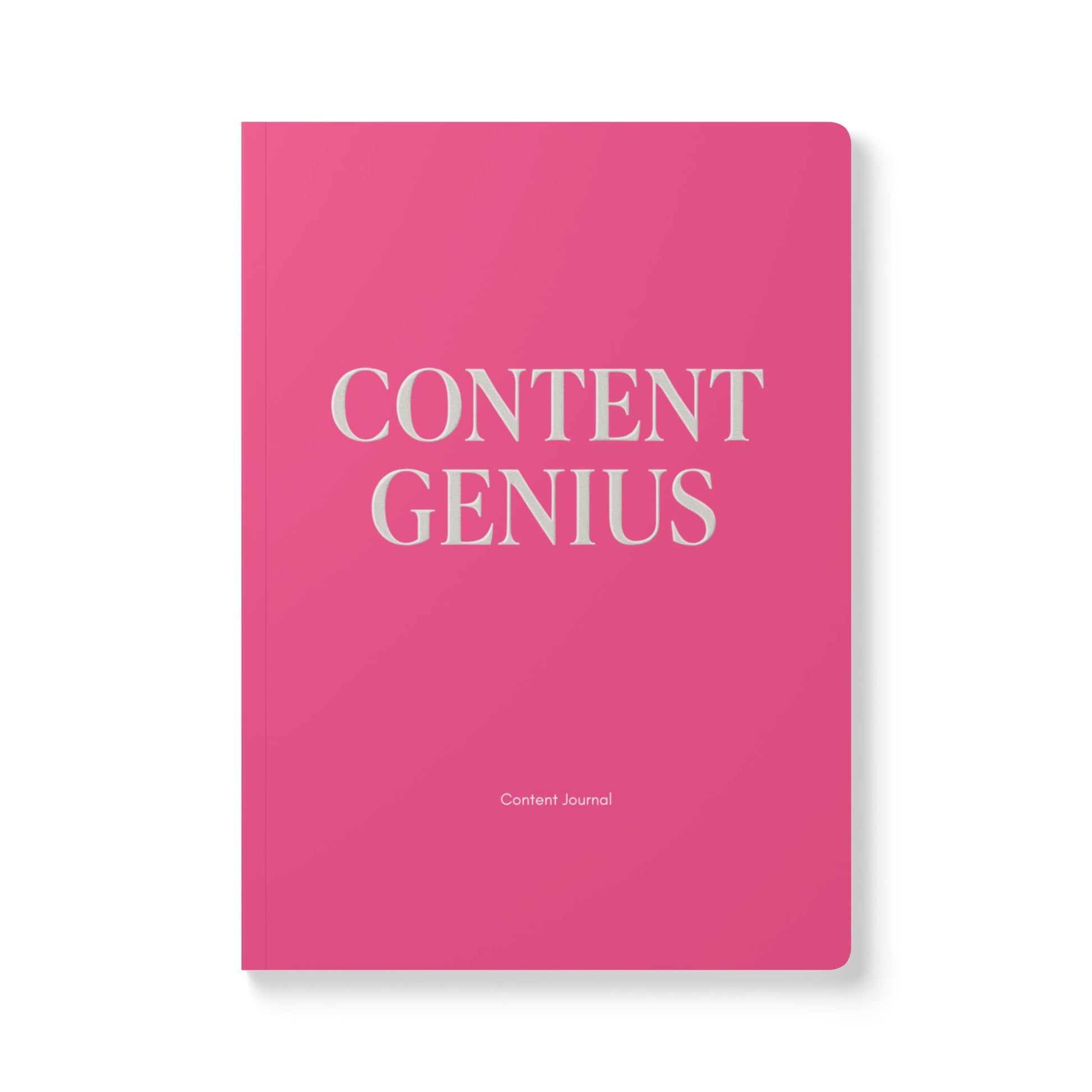 Softcover Journal Hot pink and white “ Content Genius “ content journal