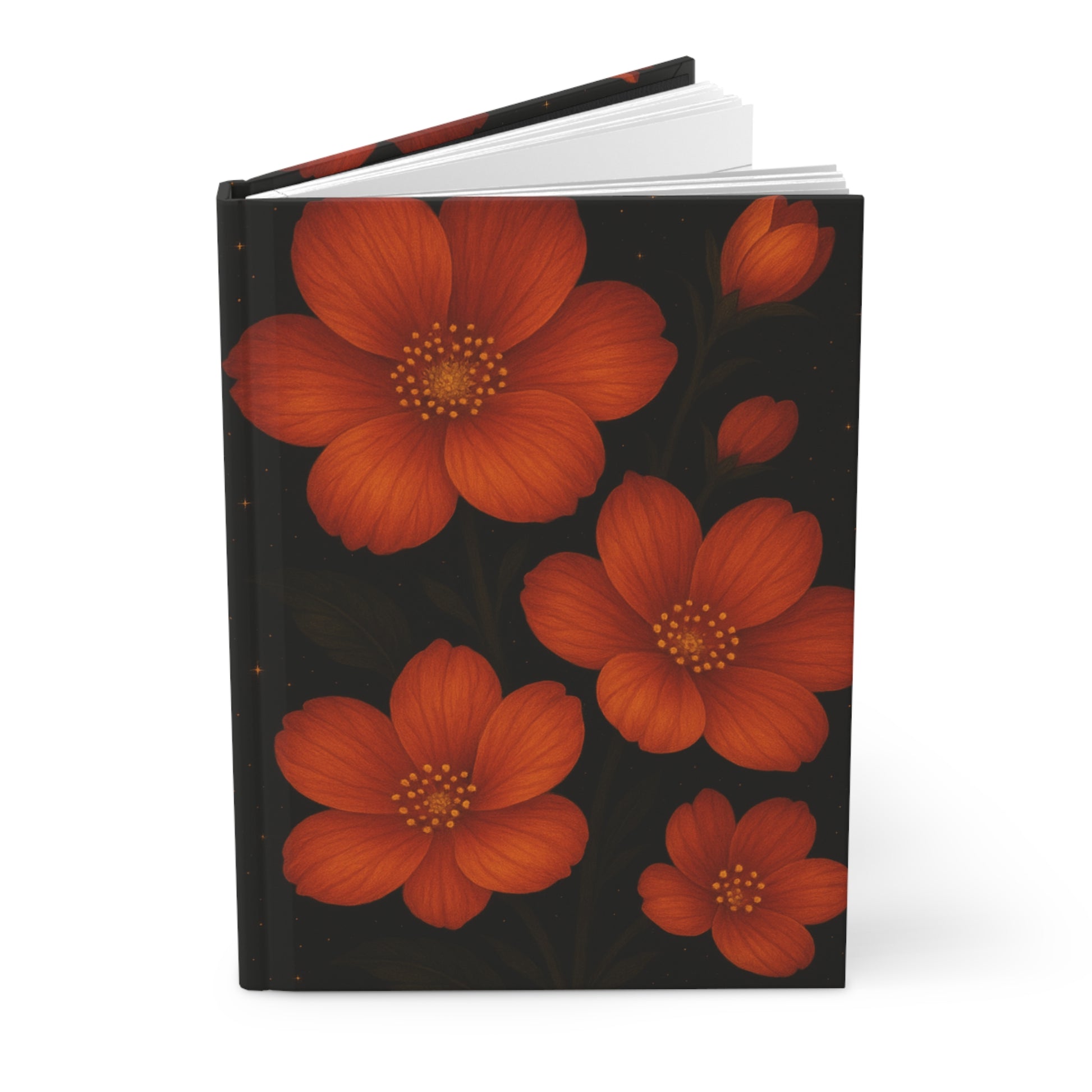 Orange Floral Hardcover Journal - Elegant Notebook for Journaling, Writing, Sketching, Gifts for Women, Orange Flower Design