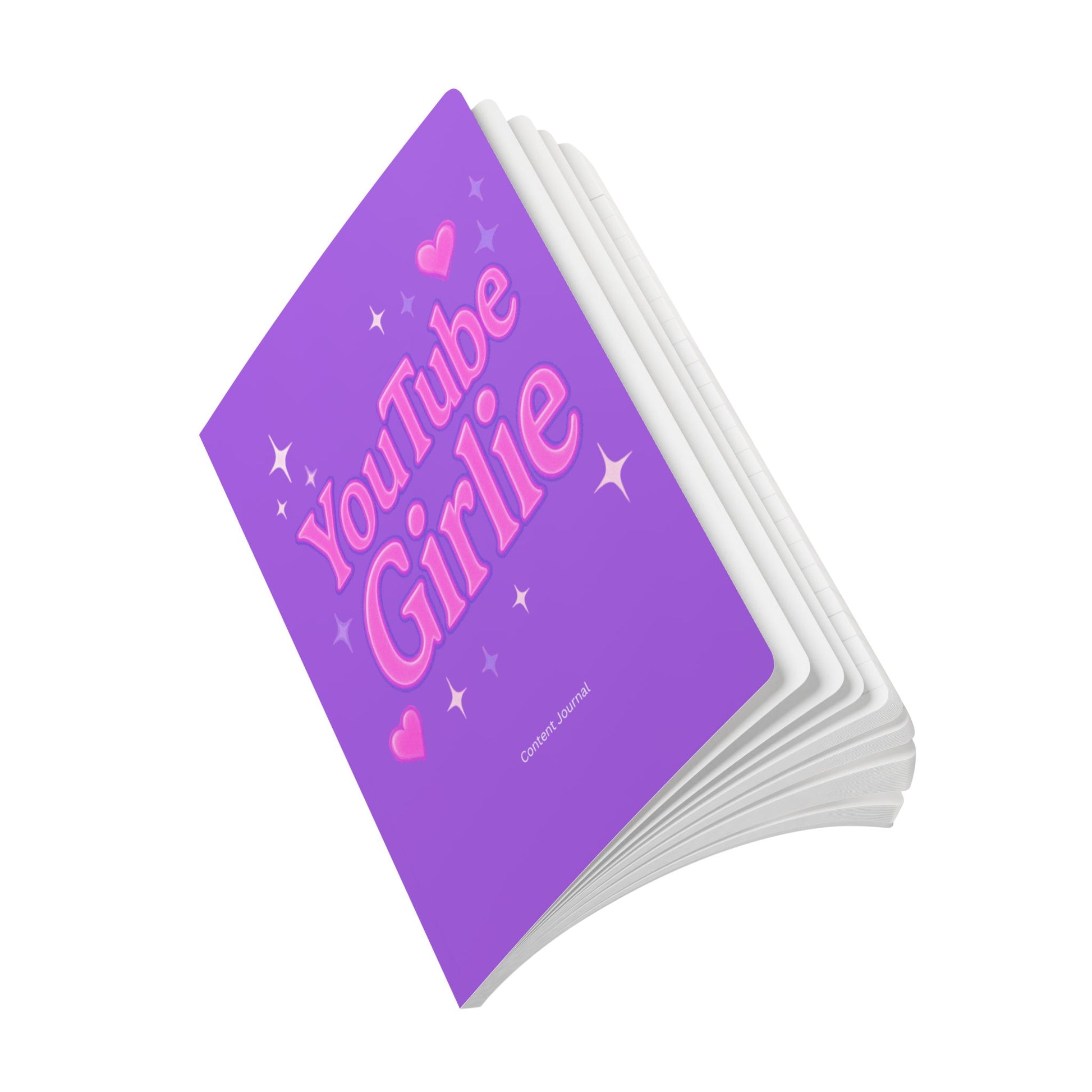 YouTube Girlie Softcover Journal - Perfect for Content Creators, Dream Journal, Gift for YouTubers, Stylish Note-taking, Purple Journal