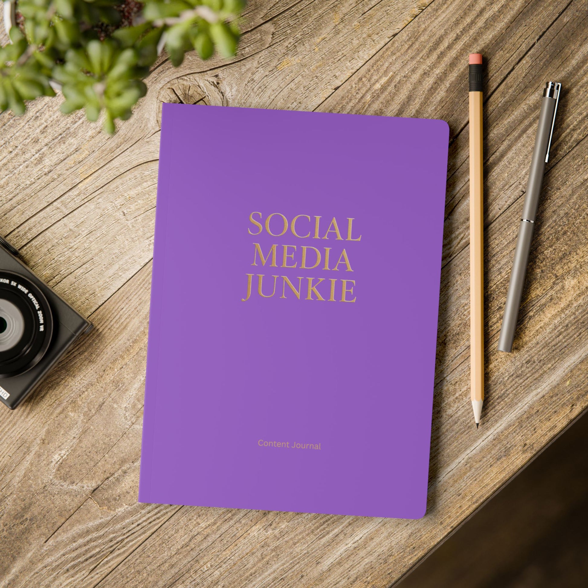 Purple Social Media Junkie Content Creator Journal
