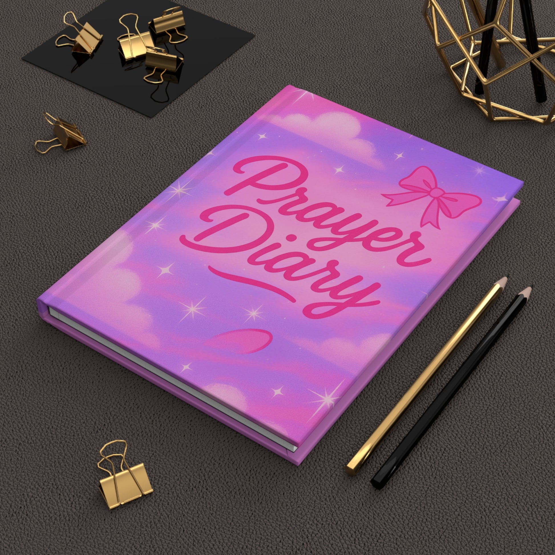 Hardcover Prayer Diary Hot pink Bow