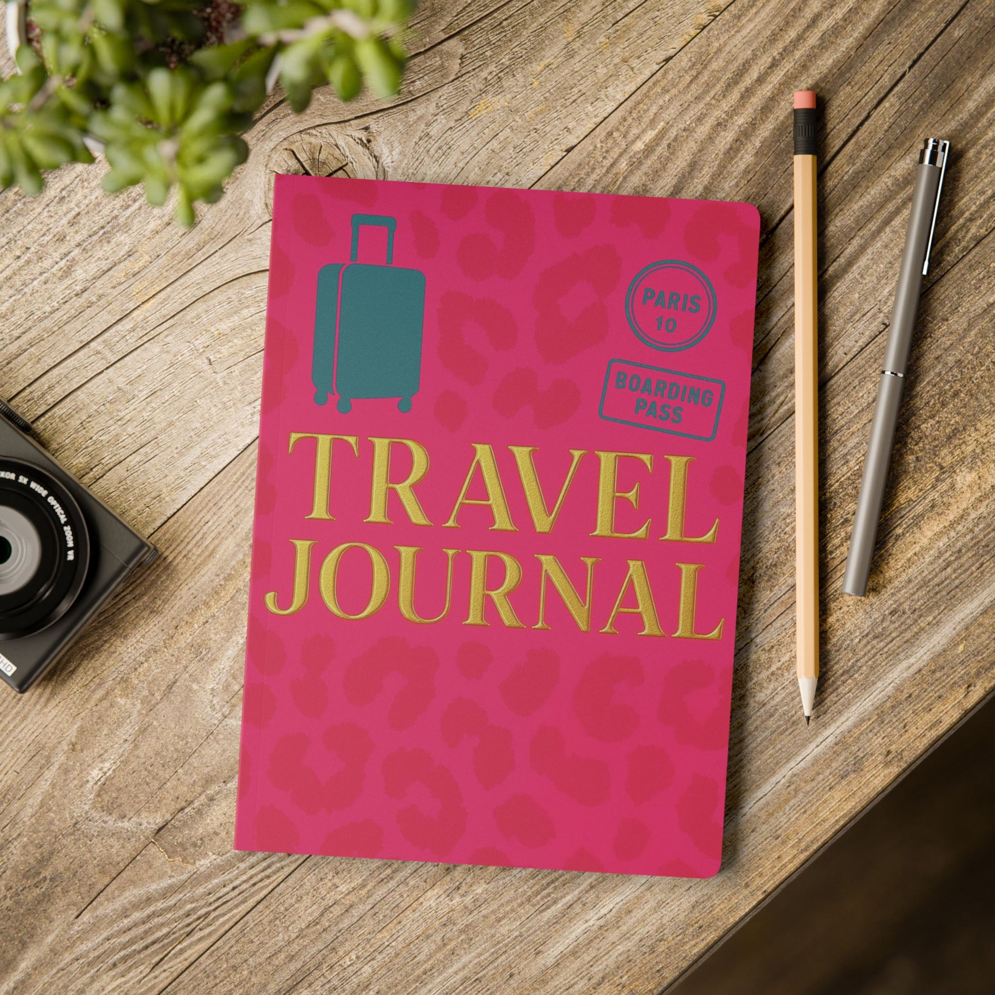 Softcover Journal pink, gold, teal travel journal