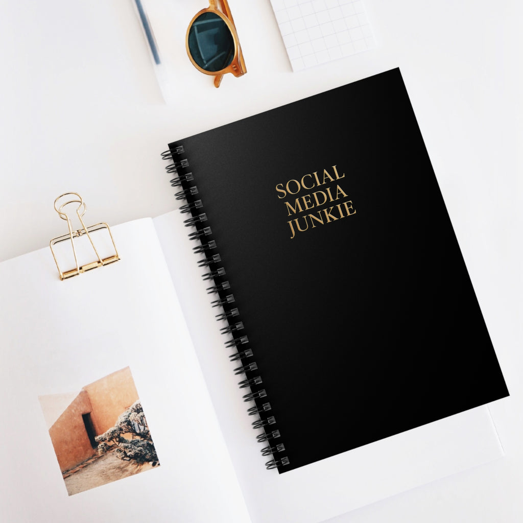 Social Media Junkie Spiral Content Notebook - Perfect for Creatives, Students, Gifts, Journals, and Organization