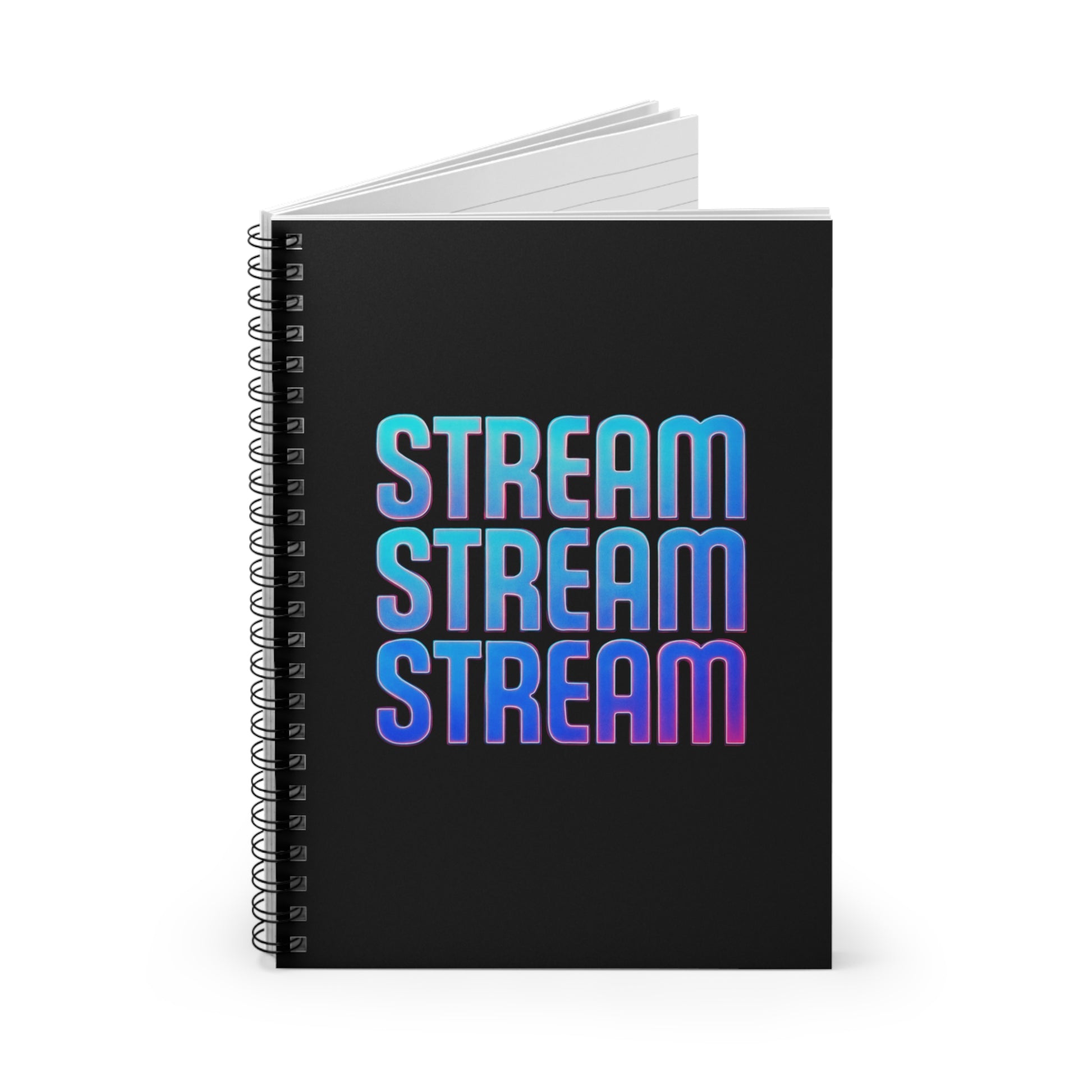 Stylish Spiral Notebook for Streamers, Journal for Ideas, Gift for Creators, Ruled Line Notebook, Unique Stationery, Cool Writing Pad