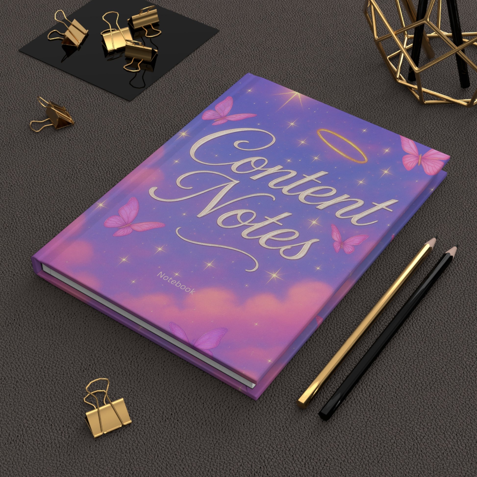 Hardcover Journal Matte Purple Angel Content Notes Notebook